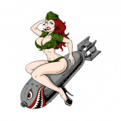 AUTOCOLLANT/STICKER LETHAL THREAT MINI BOMBS AWAY PIN UP GIRL