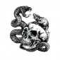 STICKER LETHAL THREAT MINI SKULL SNAKE VS RAT (60x80mm)