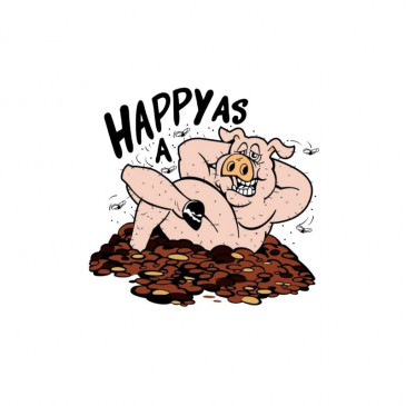 STICKER LETHAL THREAT MINI NASTY HAPPY PIG (60x80mm)