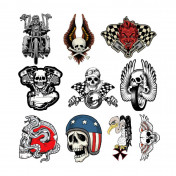 STICKER LETHAL THREAT SERIES BIKER SKULL (10 Stickers serie) 7577253775120