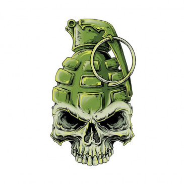 STICKER LETHAL THREAT MINI SKULL GRENADE (60x80mm)