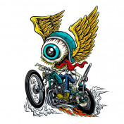 AUTOCOLLANT/STICKER LETHAL THREAT MINI FLYING EYEBALL BIKER (60x80mm) 7577850027660