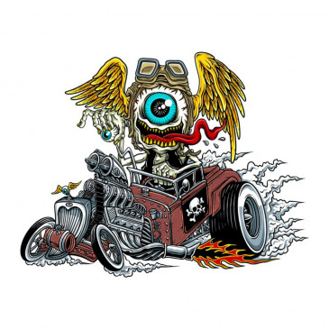AUTOCOLLANT/STICKER LETHAL THREAT MINI FLYING EYEBALL HOT RODDER (60x80mm) 7577850027730