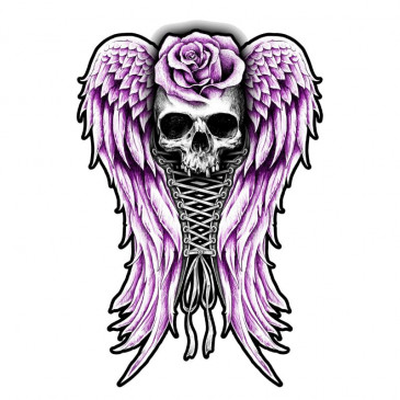 AUTOCOLLANT/STICKER LETHAL THREAT MINI CORSET SKULL (60x80mm) 7577850024070