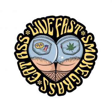 STICKER LETHAL THREAT MINI LIVE FAST, SMOKE GRASS (60x80mm) 7577850024380
