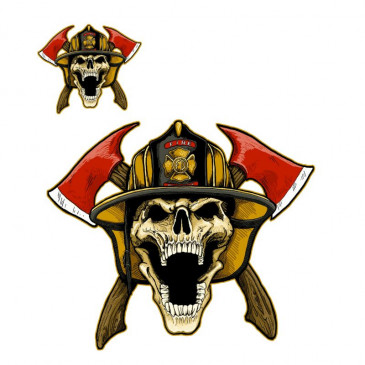 STICKER LETHAL THREAT MINI FIRE FIGTHER SKULL (60x80mm)