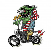 AUTOCOLLANT/STICKER LETHAL THREAT MINI HARDCORE BIKER MONSTER (60x80mm) 7577850024690