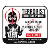 STICKER LETHAL THREAT MINI TERRORIST HUNTING PERMIT (60x80mm) 7577850016770