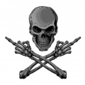 STICKER LETHAL THREAT MINI MIDDLE FINGER SKULL (60x80mm) 7577850016150