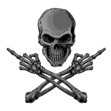 AUTOCOLLANT/STICKER LETHAL THREAT MINI MIDDLE FINGER SKULL (60x80mm)
