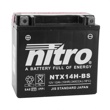 BATTERIE 12V 12 Ah NTX14H-BS NITRO MF SANS ENTRETIEN AVEC PACK ACIDE (Lg150xL87xH145mm) 5414837137757