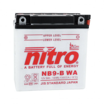 BATTERY 12V 9 Ah NB9-B WA NITRO - WITH MAINTENANCE SUPPLIED WITH ACID PACK (Lg135xWd75xH139) (EQUALS YB9-B) 5414837145189