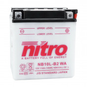 BATTERY 12V 11 Ah NB10L-B2 WA NITRO - WITH MAINTENANCE SUPPLIED WITH ACID PACK (Lg135xWd90xH145) (EQUALS YB10L-B2)