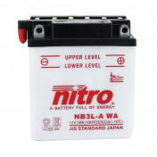 BATTERIE 12V 3 Ah NB3L-A NITRO CONVENTIONNELLE AVEC ENTRETIEN (Lg98xL56xH110mm) (EQUIVALENT YB3L-A)