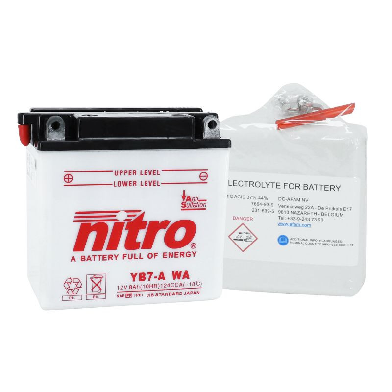 Batterie moto Yuasa Yumicron 12V / 8Ah avec entretien YB7-A - Batteries Moto