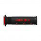 REVETEMENT POIGNEE DOMINO MOTO ON ROAD A250 NOIR/ROUGE OPEN END 120-125mm (PAIRE)