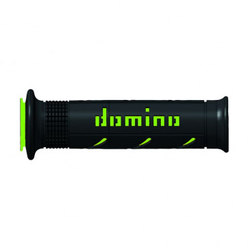 REVETEMENT POIGNEE DOMINO MOTO ON ROAD A250 NOIR/VERT OPEN END 120-125mm (PAIRE)