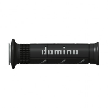 REVETEMENT POIGNEE DOMINO MOTO ON ROAD A250 NOIR/GRIS OPEN END 120-125mm (PAIRE) 8033900005488