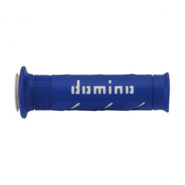 GRIP - DOMINO ORIGINAL- ON ROAD A250 BLUE/WHITE OPEN END (PAIR) 120-125 mm.