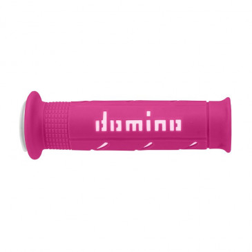 REVETEMENT POIGNEE DOMINO MOTO ON ROAD A250 FUCHSIA/BLANC OPEN END 120-125mm (PAIRE) 8033900006164