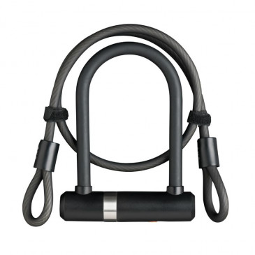 ANTITHEFT FOR BICYCLE- U LOCK+ CABLE COMBO - AXA NEWTON PRO -115x190mm Ø 17mm + CABLE lg 1m Ø10 - KEY COPY POSSIBLE - SECURE LEVEL SILVER - ideal for ebike