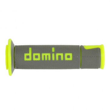 GRIP - DOMINO ORIGINAL- ON ROAD A450 GREY/FLUO YELLOW OPEN END (PAIR).