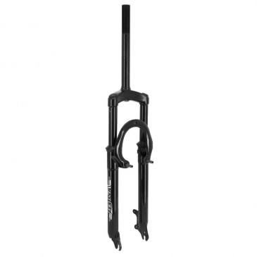 FOURCHE VTT 26 " M-W A SUSPENSION ACIER RESSORT/ELASTOMERE NOIR DEB. 50mm PIVOT (240/85mm) FILETE 1"-22.2 INTERIEUR POUR V-BRAKE ET FREIN A DISQUE