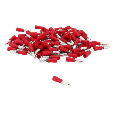 COSSE ELECTRIQUE PRE-ISOLEE MALE DIAM 4mm ROUGE POUR SECTION FIL 0,25 à 1,5 mm² (VENDU AU SACHET DE 100 PIECES) -SELECTION P2R-