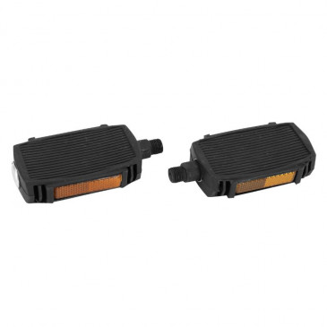 PEDALE CYCLO ADAPTABLE PEUGEOT 103 PLASTIQUE NOIR 14x125 AVEC CATADIOPTRES (PAIRE) -SELECTION P2R- 3701213430215