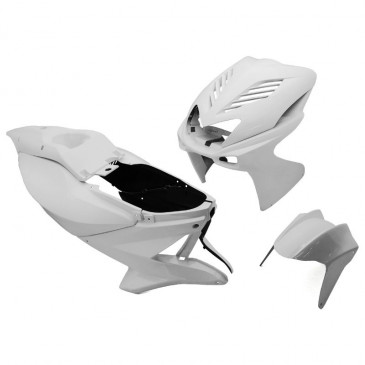CARROSSERIE SCOOT REPLAY DESIGN POUR MBK 50 NITRO 1997>2012/YAMAHA 50 AEROX 1997>2012 BLANC BRILLANT (KIT 8 PIECES) 3700948031803