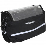 HANDLEBAR BAG FOR BICYCLE - NEWTON N2 - BLACK -CLIP FASTENING Ø 25.8/31.8 WITH MAP CASE+REFLECTIVE TAPES (Lg24,5xL17xH14) 3700948074138
