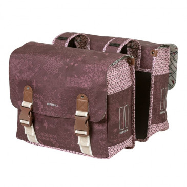 DOUBLE BAG FOR BICYCLE -REAR- BASIL BOHEME 35L FIG RED - ON REAR LUGGAGE RACK WITH VELCRO TAPES (37x15x37cm) 8715019180125