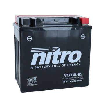 BATTERY 12V 12 Ah NTX14L-BS NITRO MF MAINTENANCE FREE WITH ACID PACK (Lg150x wd87xH145mm) 5414837002741
