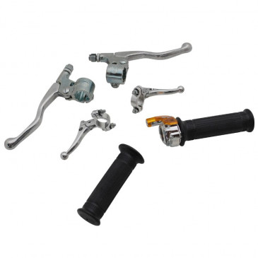 GAS HANDLE+LEVERS - KIT FOR MOPED- TARGA METAL CHROME