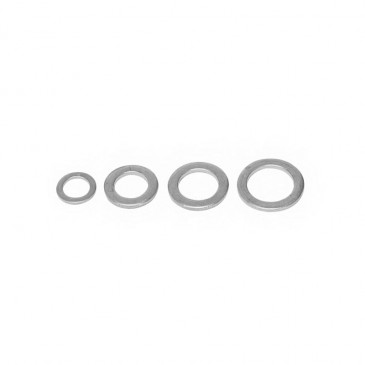 DRAIN PLUG GASKET SET ( 4 GASKETS) - ALUMINIUM - Ø 8 x 12 x 1,00 mm + Ø 10 x 16 x 1,50 mm + Ø 12 x 18 x 1,50 mm + Ø 14 x 20 x 1,50 mm -SELECTION P2R- 3701213424511
