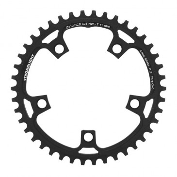 PLATEAU GRAVEL 5BRA D.110 POUR SRAM STRONGLIGHT CT2 42DTS MONO NOIR COMPATIBLE RED/FORCE/RIVAL 11V. NARROW WIDE 3700223721153