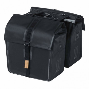 SACOCHE ARRIERE VELO DOUBLE BASIL URBAN DRY 50L NOIR 100% WATERPROOF (36x17x42cm) - FIXATION SYSTEME MIK (COMPATIBLE AVEC 157030 INCLUS) 8715019177828