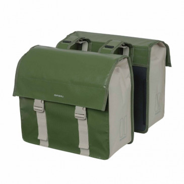 SACOCHE ARRIERE VELO DOUBLE BASIL URBAN LOAD IMPERMEABLE VERT / SABLE 48-53L (41x18x46cm) WATERPROOF