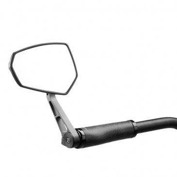 RETROVISEUR VELO GAUCHE OU DROIT ERGOTEC M-77 PLASTIQUE/ALU NOIR COMPATIBLE TROTTINETTE (MIROIR 120 x 80 x 55 mm) (ADAPTATEUR NON INCLUS REF 185789) 4016538107575