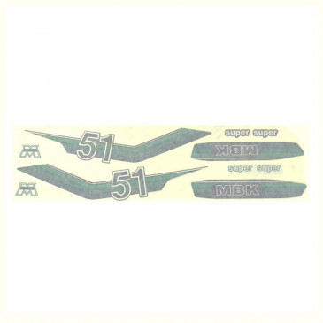 STICKERS SET FOR MOPED MBK 51 SUPER GREEN (SET OF 8 PIECES) -SELECTION P2R- 3701213430079