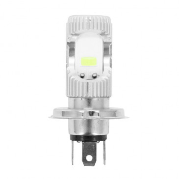 AMPOULE/LAMPE A LED H4 12V 12W CULOT P43t 300 LUMENS 8000K ECLAIRAGE BLANC SMD AVEC RADIATEUR ALU ARGENT(CODE/PHARE) (VENDU A L'UNITE) -REPLAY-