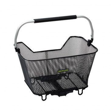 REAR BASKET- STEEL MESH- RACKTIME BASK IT 2.0 BLACK- WITH HANDLE ON CARRIER (43x29x31 cm) - COMPATIBLE SYSTEM RACKTIME SNAP-IT 2.0 (After 2021) 4048174864727
