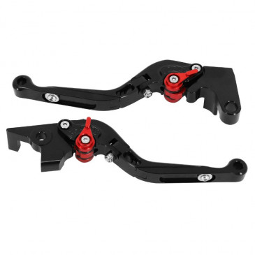 LEVERS KIT (RIGHT+LEFT) ADUSTABLE/FOLDABLE FOR YAMAHA 700 MT-07 2014>2018 BLACK ANODIZED CNC -AVOC- 3700948234891