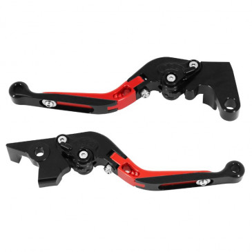 LEVIER DE FREIN/EMBRAYAGE MOTO REGLABLE/RETRACTABLE POUR YAMAHA 700 MT-07 2014>2018 ROUGE ANODISE CNC (PAIRE) -AVOC- 3700948234907