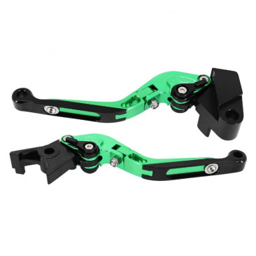 AVOC LEVERS KIT FOR MOTORBIKE KAWASAKI 900 Z900, 650 Z650 Adustable/rotationg - Anodized Green CNC (PAIR) -AVOC- 3700948235874