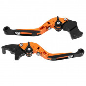 LEVIER DE FREIN/EMBRAYAGE MOTO REGLABLE/RETRACTABLE POUR KTM 125 DUKE 2011> ORANGE/NOIR CNC (PAIRE) -AVOC- 3700948236277