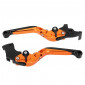 LEVIER DE FREIN/EMBRAYAGE MOTO REGLABLE/RETRACTABLE POUR KTM 125 DUKE 2011> ORANGE/NOIR CNC (PAIRE) -AVOC- 3700948236277