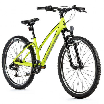 VELO MUSCULAIRE VTT 26 LEADER FOX MXC 2023 FEMME JAUNE FLUO 8V CADRE 18 POUCES (TAILLE ADULTE 170 à 178 cm)