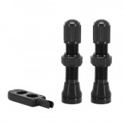 VALVE DE PNEU TUBELESS SCHRADER VELOX ALU NOIR 44mm OBUS DEMONTABLE (VENDU A LA PAIRE SUR CARTE) 3660429506216