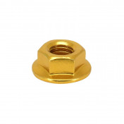 HEX FLANGED NUT - M6 ALUMINIUM GOLD (6 IN BAG). -SELECTION P2R- 7421083635829